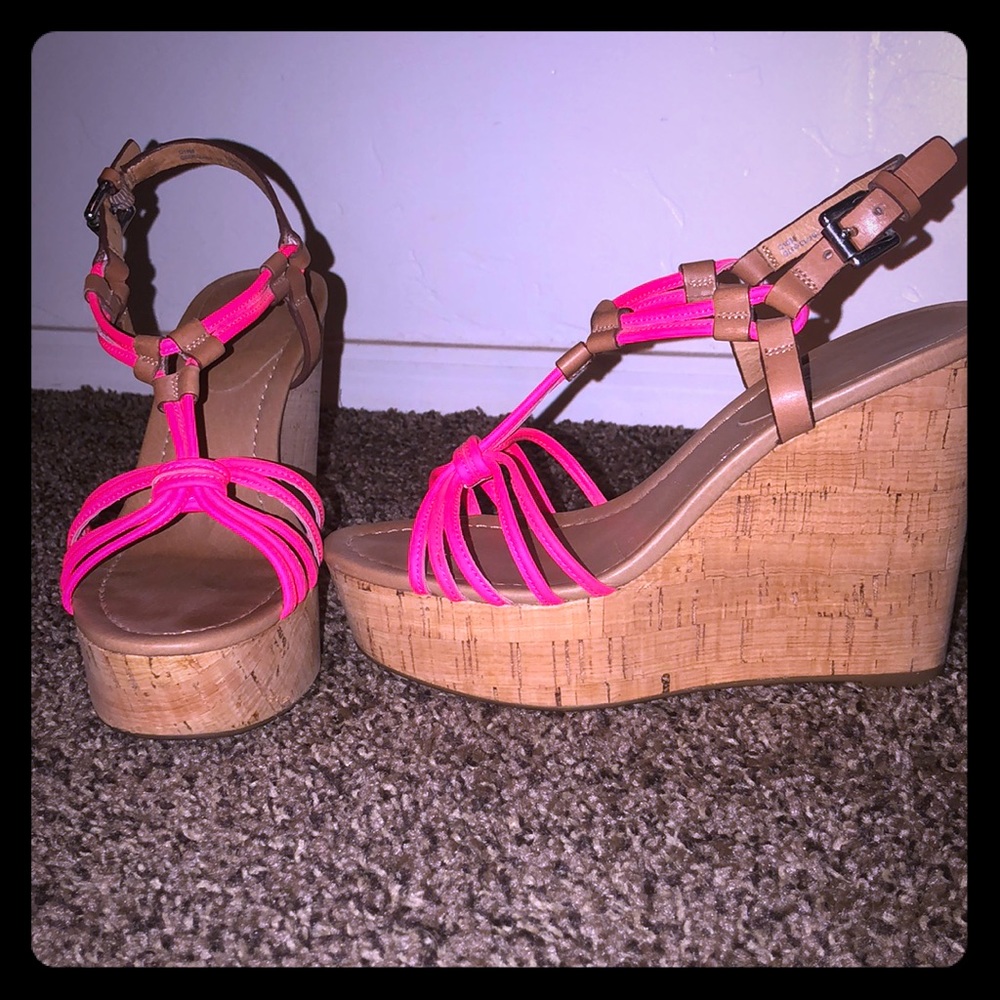 Coach Georgiana Neon Pink Wedges